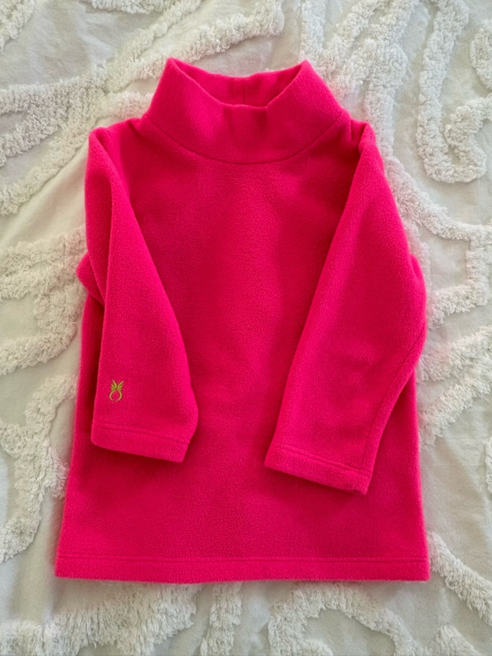 Dudley Stephens Girls' Neon Pink Fleece Turtleneck Top EUC 3T